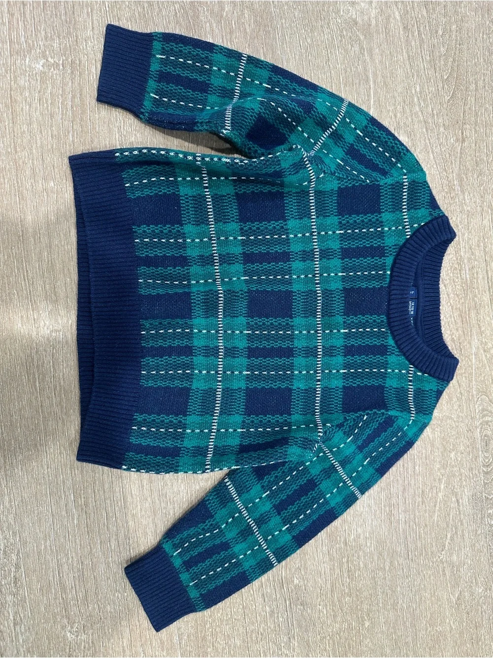 Tea Collection Kids Green & Navy Argyle Knit Sweater